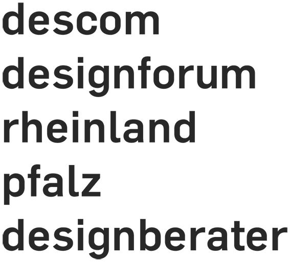 Logo: descom – designforum rheinland pfalz designberater: Designberatung Mainz