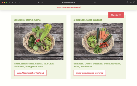 Screenshot der Webseite des Gemüsegarten Johannes Stange aus Edingen-Neckarhausen