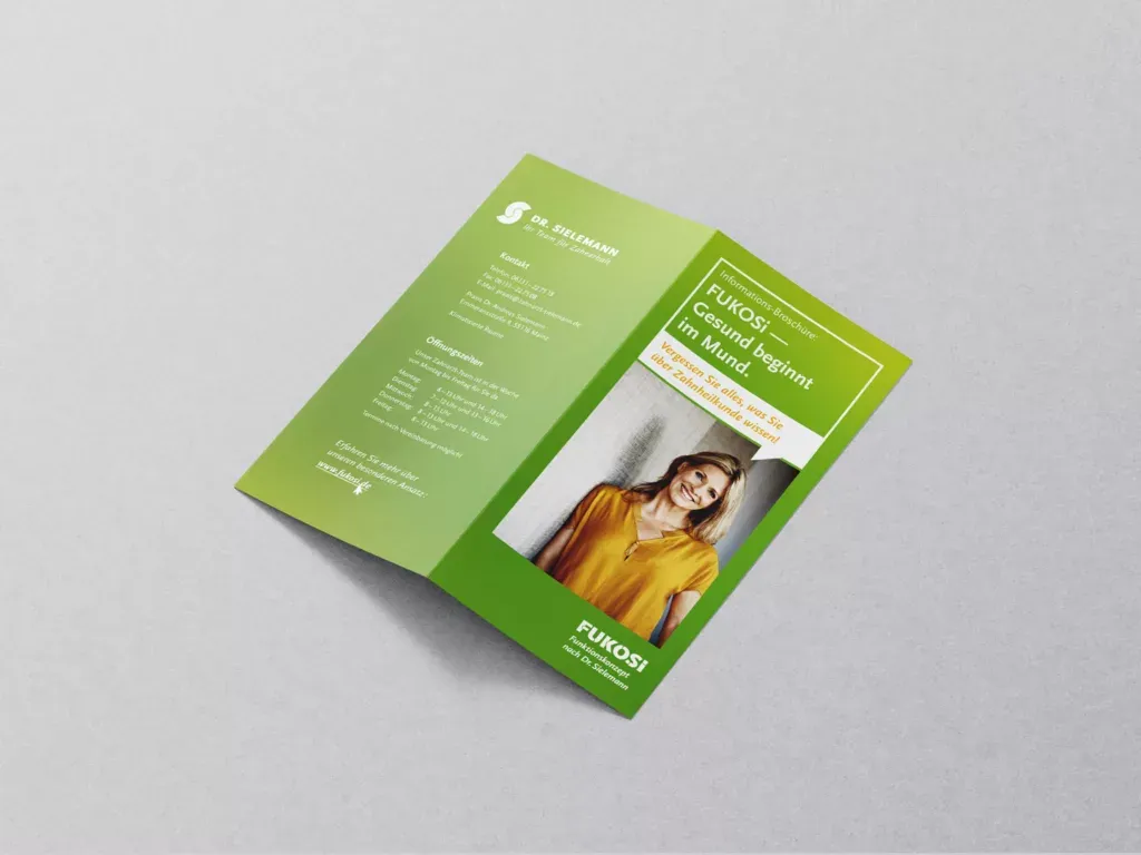 Informationsflyer für Zahnarztpraxis Dr. Sielemann aus Mainz. Konzeptvorstellung: FUKOSi